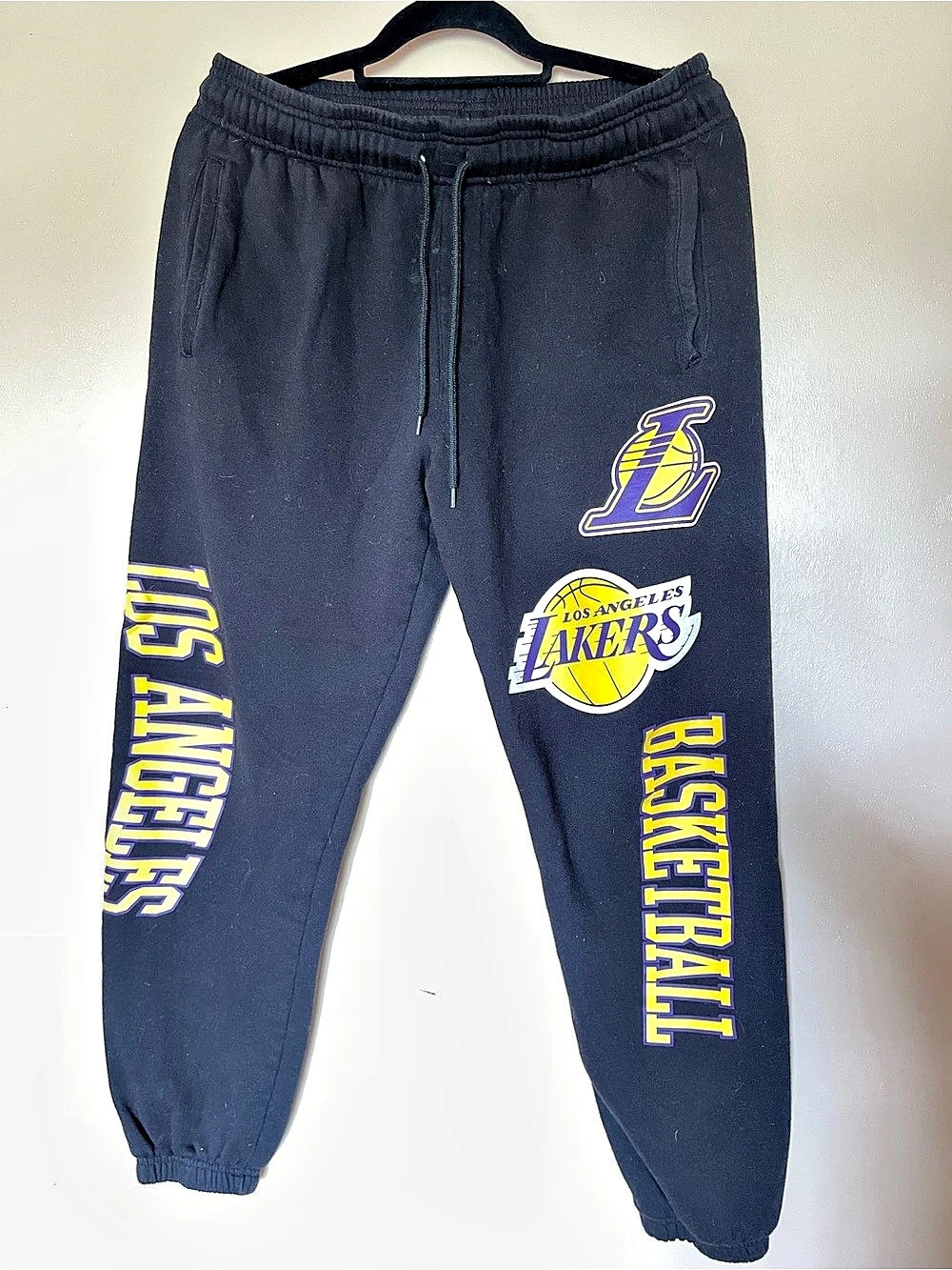 Ultra Game Los Angeles Lakers NBA Fleece Jogger Sweatpants Black Yellow Medium